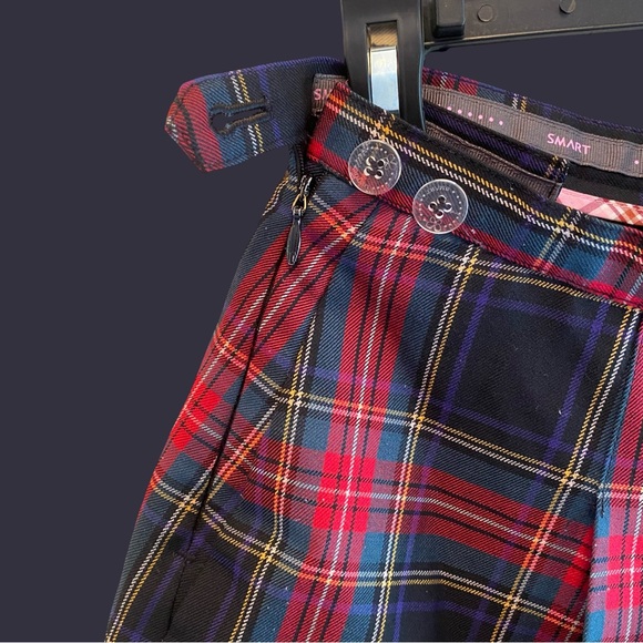 Red Plaid Pleated Mini Skirt - Picture 2 of 5